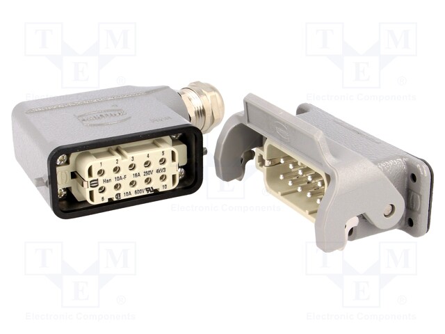 Connector: HAN; male + female; plug + socket; Han Kit; PIN: 10