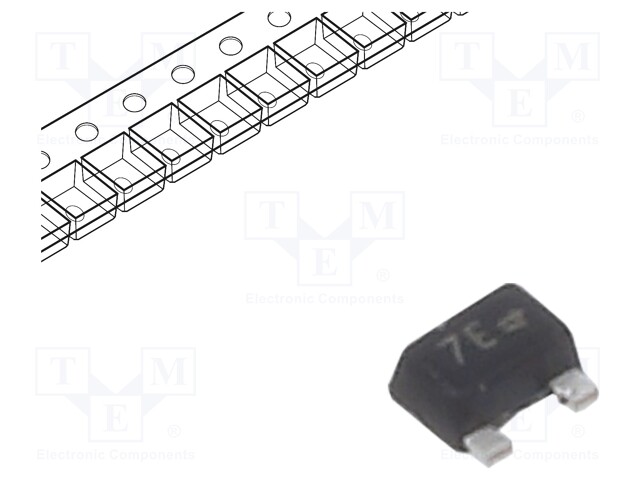 Transistor: PNP; bipolar; BRT; 50V; 100mA; 260mW; SOT723; R1: 1kΩ