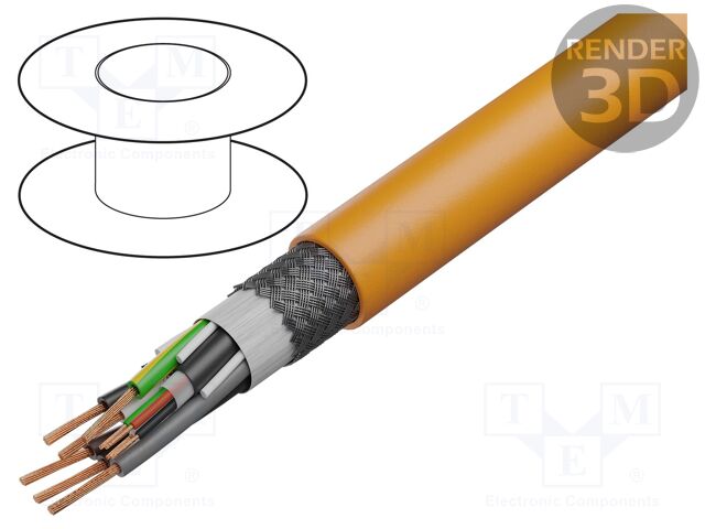 Wire: servo drive; chainflex® CF220.UL.H,hybrid; orange; Cu; PVC