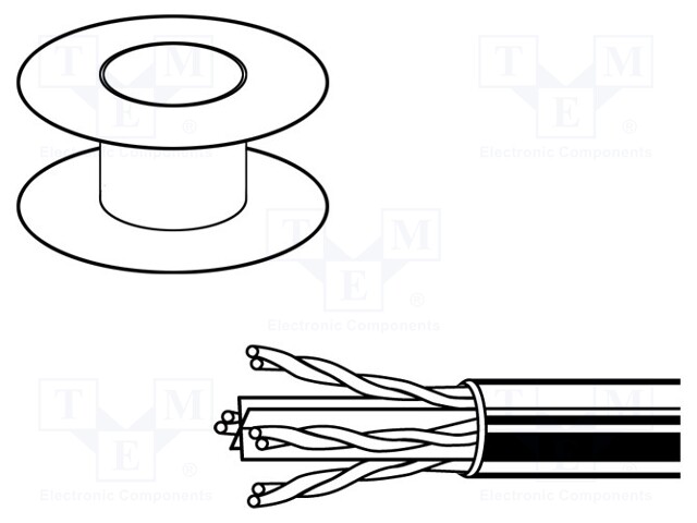 Wire; U/UTP; 6; solid; Cu; 4x2x23AWG; LSZH; blue; 305m