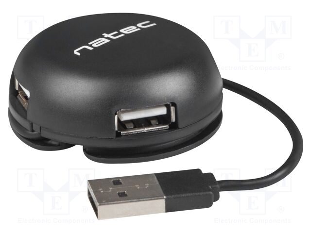 Hub USB; USB A socket x4,USB A plug; USB 2.0; PnP; black; 480Mbps