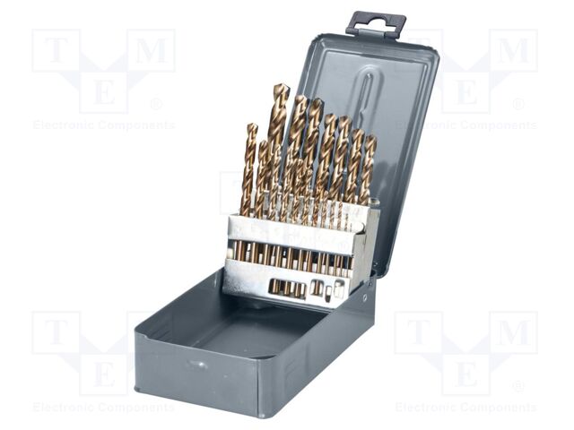 Drill set; for metal; high speed steel cobalt HSS-Co; 19pcs.