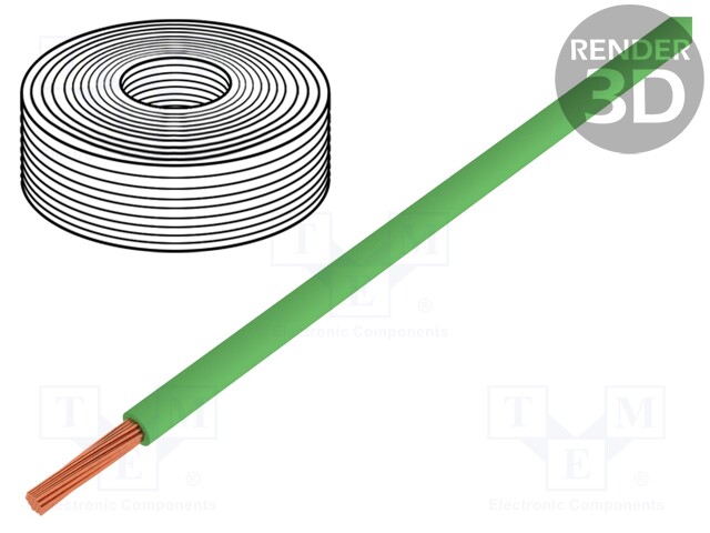 Wire; H05Z-K; stranded; Cu; 0.75mm2; green; FRNC; 300/500V