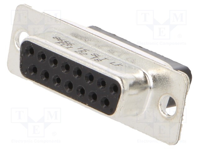 D-Sub; socket; female; on PCBs; THT; Locking: screws; 5A