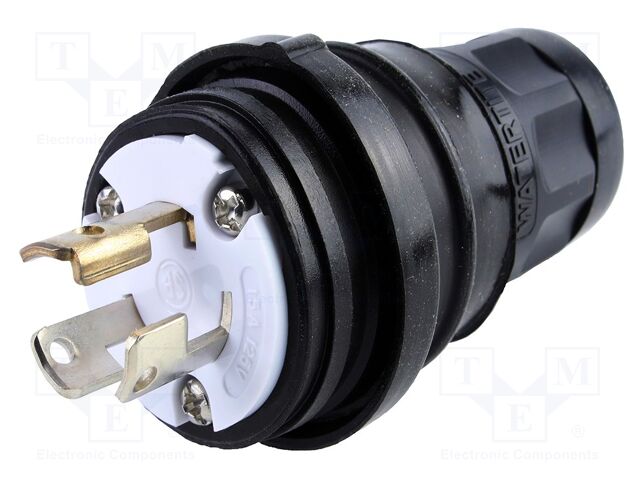 Connector: AC supply; straight; male; screw; plug; 15A; 125V