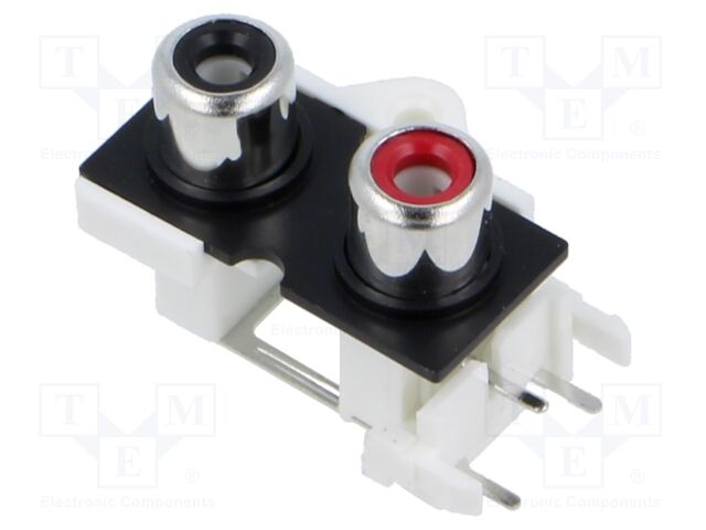 Socket; RCA; female; double; angled 90°; THT; nickel plated