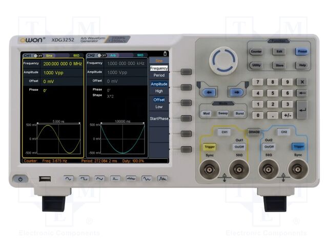 Generator: arbitrary, function; 250MHz; LCD 8" (800x600); 1Mpts