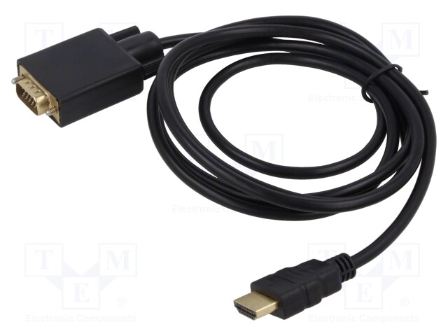 Cable; HDMI 1.4; D-Sub 15pin HD plug,HDMI plug; 1.8m; black