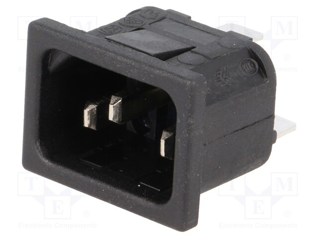 Connector: AC supply; socket; male; 10A; 250VAC; IEC 60320; C14 (E)
