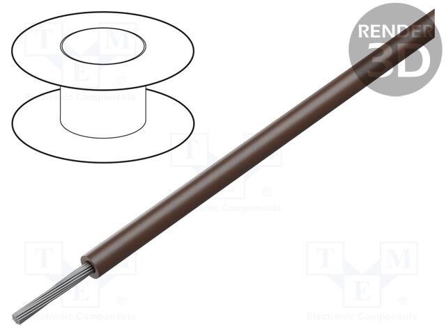 Wire; HookUp Wire; stranded; Cu; 12AWG; PTFE; brown; 600V; 152m