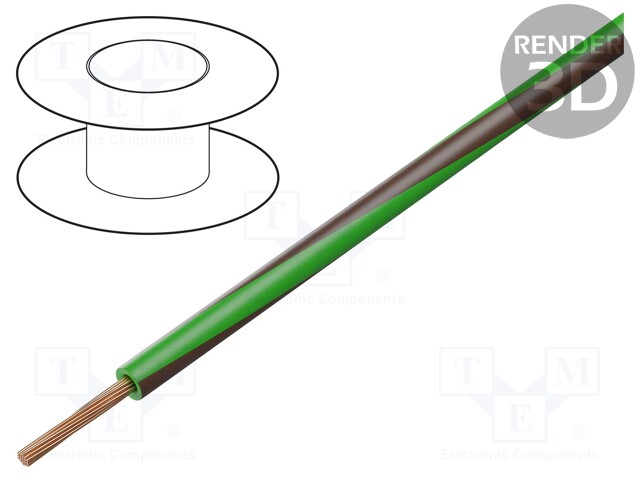 Wire; LgY; stranded; Cu; 1.5mm2; green-brown; PVC; 300/500V; 100m