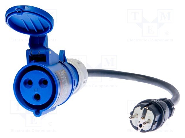 Single-phase socket adapter; 32A; EU plug; 265V; IP40