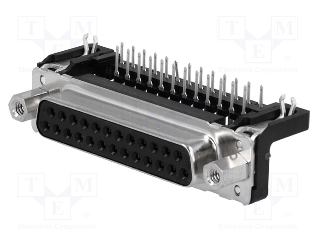 D-Sub; PIN: 25; socket; female; with threaded screw,PCB snap-in