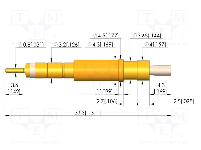 Test needle; plug-in