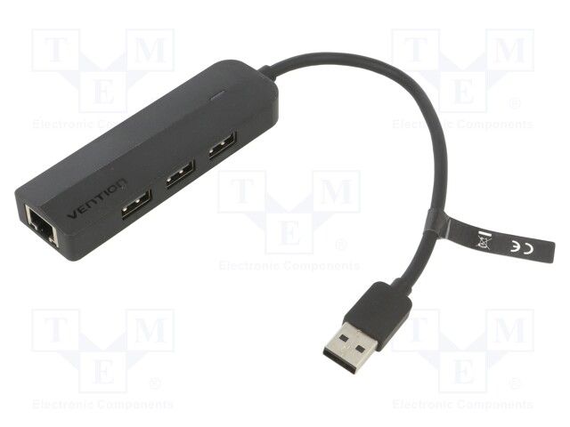 Hub USB; USB 2.0; black; Number of ports: 5; 0.15m; Enclos.mat: ABS