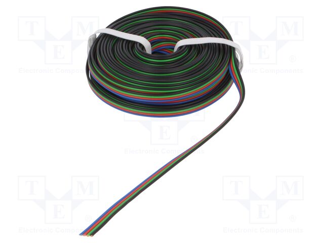 Wire: ribbon; stranded; 4x0,5mm2; red,blue,black,green; 10m