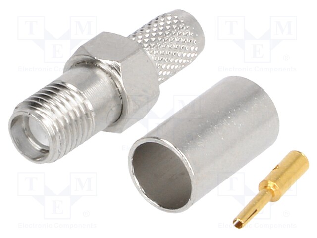 Plug; SMA; female; straight; 50Ω; H155; crimped; for cable; teflon