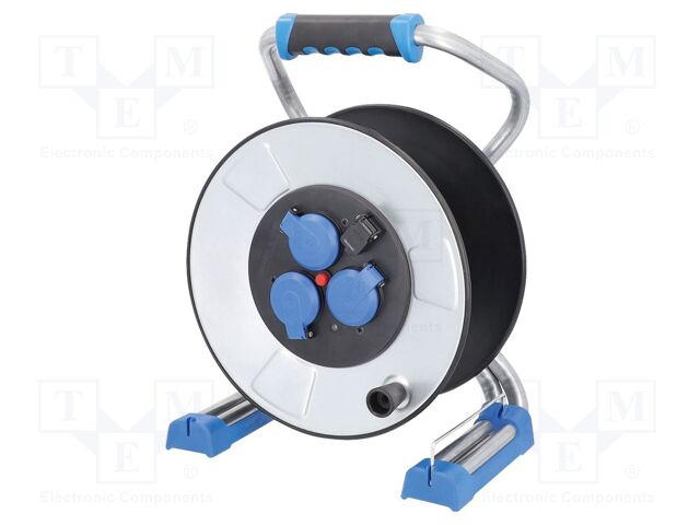 Cable reel; Sockets: 3; CEE 7/3 (F) socket,USB A socket; 16A