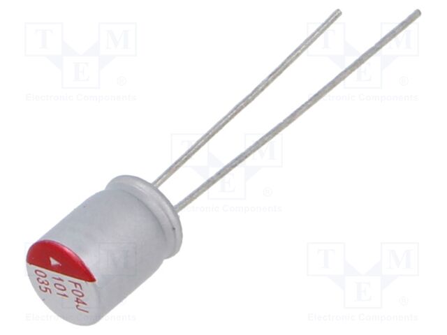 Capacitor: polymer; 100uF; 35VDC; ESR: 55mΩ; RPF; THT; ±20%; Ø6.3x8mm