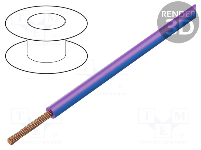 Wire; H05V-K,LgY; stranded; Cu; 2.5mm2; PVC; violet-blue; 300V,500V
