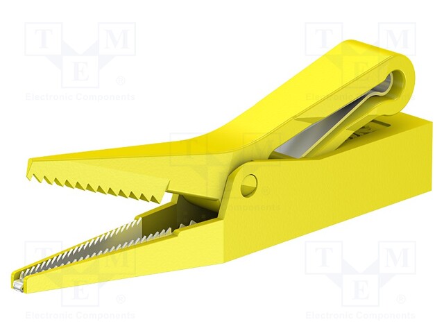 Crocodile clip; 10A; yellow; Grip capac: max.9.5mm