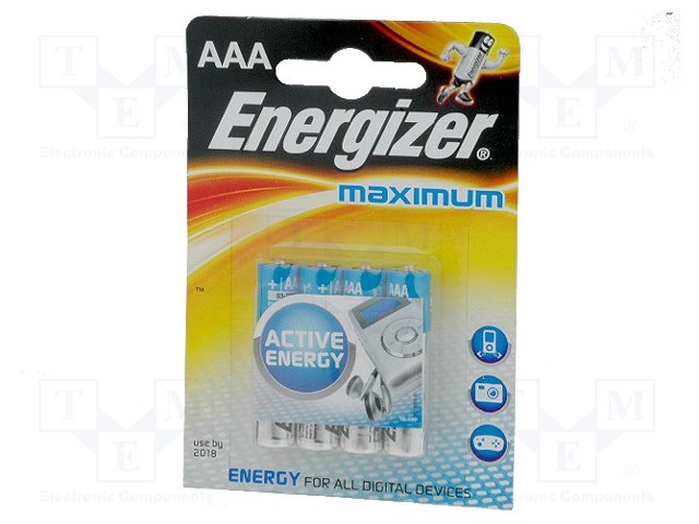 Battery: alkaline; 1.5V; AAA; Maximum/Max Plus; Batt.no: 4