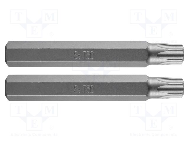 Screwdriver bit; Torx®; TX50; Overall len: 75mm; Mounting: 3/8"