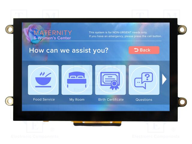 Display: TFT; 800x480; Illumin: LED; Window dimensions: 109x65.8mm