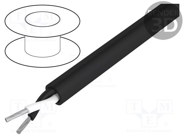 Wire: control cable; stranded; Cu,tinned; black; PVC; unshielded