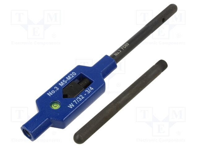 Tap wrench; Grip capac: M5-M20; L: 370mm; zinc alloy; Silver