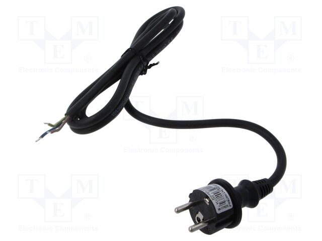 Cable; 3x1mm2; CEE 7/7 (E/F) plug,wires,SCHUKO plug; rubber; 2m