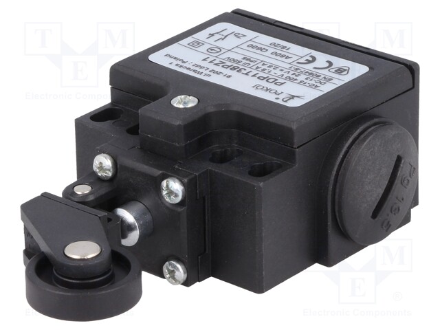 Limit switch; lever R 27mm, plastic roller Ø22mm; NO + NC; 10A