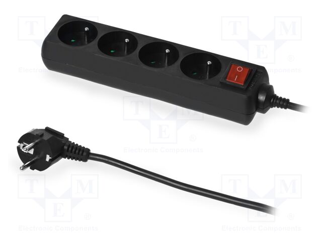 Mains; Schuko; Sockets: 4; CEE 7/5 (E) socket,CEE 7/7 (E/F) plug