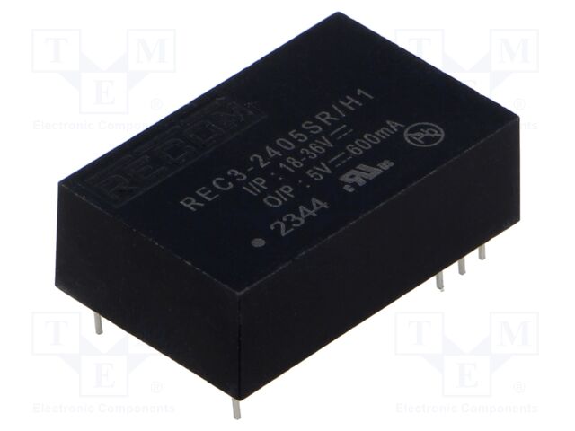 Converter: DC/DC; 3W; Uin: 18÷36V; Uout: 5VDC; Iout: 600mA; DIP24