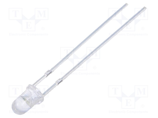 LED; 3mm; white cold; 8000÷15000mcd; 30°; Front: convex; 9500(typ)K