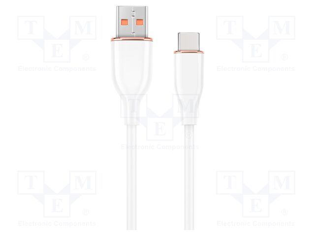 Cable; USB 2.0; USB A plug,USB C plug; 1.5m; white; 480Mbps; 2.1A