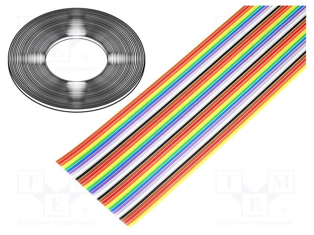 Wire: ribbon; 1.27mm; stranded; Cu; 34x28AWG; unshielded; PVC; 300V