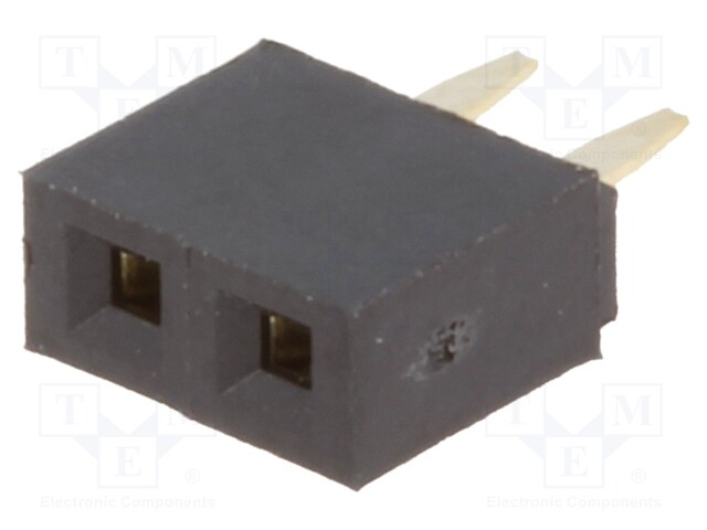 Socket; pin strips; female; PIN: 2; straight; 2.54mm; THT; 1x2; 3A