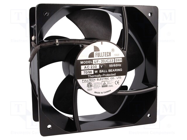 Fan: AC; axial; 230VAC; 205x205x90mm; 1020m3/h; 67dBA; ball bearing