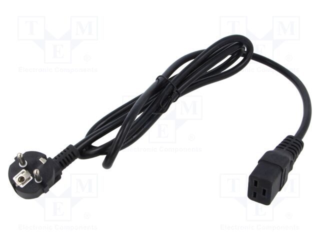 Cable; 3x1.5mm2; CEE 7/7 (E/F) plug angled,IEC C19 female; PVC