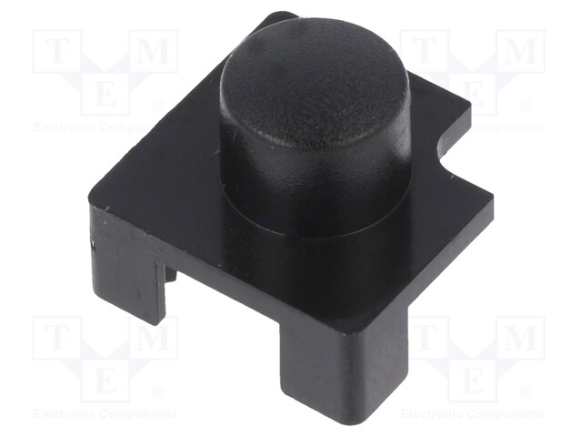 Switch: push-button; Body: black; round