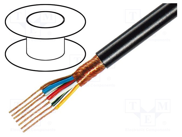 Wire: microphone cable; 7x0,25mm2; black; OFC; PVC; -15÷70°C; 100m
