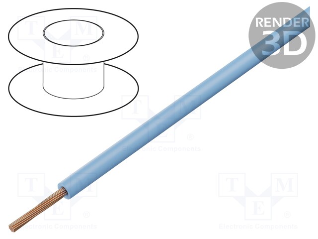 Wire; TLY; stranded; Cu; 0.12mm2; light blue; PVC; 150/300V; 200m