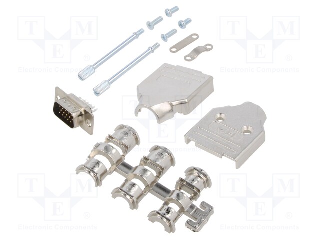 D-Sub HD; PIN: 15; plug; male; for cable; straight; soldering