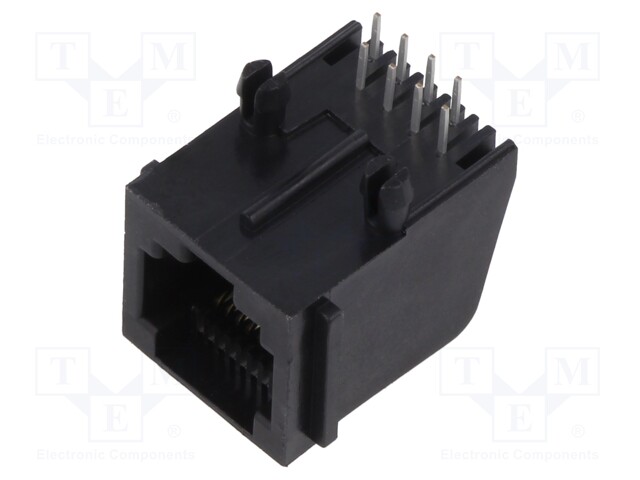 Socket; RJ45; PIN: 8; Layout: 8p8c; THT; angled