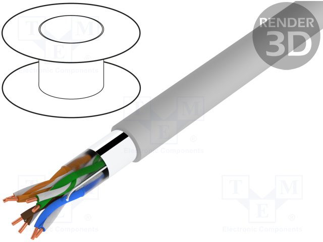 Wire; F/UTP, UNITRONIC® LAN 200; 5e; solid; Cu; 4x2x24AWG; PVC; grey