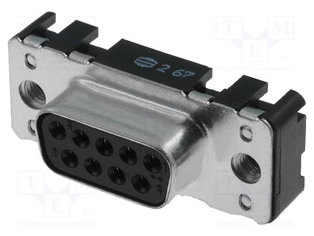 D-Sub; PIN: 9; socket; female; PCB snap-in; straight; THT; M3