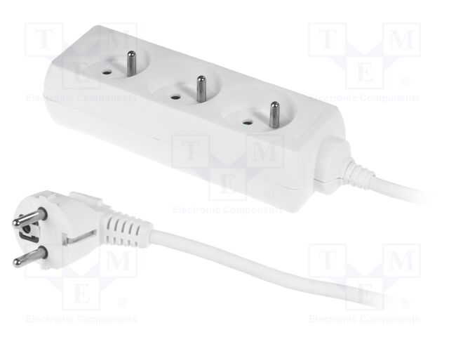 Mains; Schuko; Sockets: 3; CEE 7/5 (E) socket,CEE 7/7 (E/F) plug