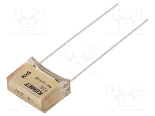 Capacitor: paper; X1; 4.7nF; 480VAC; 10.2mm; ±20%; THT; Series: P278