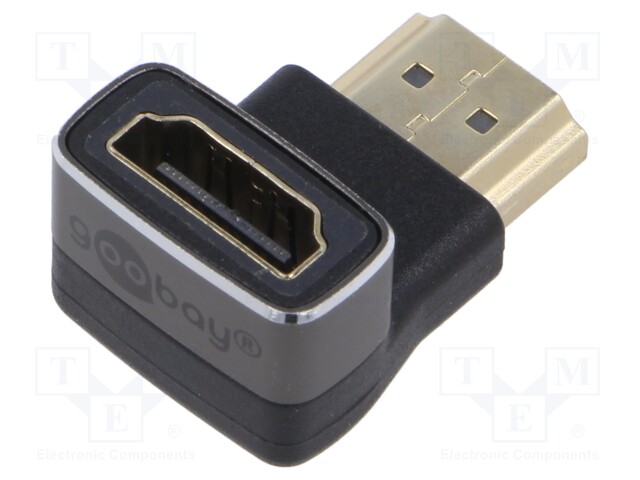 Adapter; HDCP 2.2; HDMI socket,HDMI plug 270°; silver